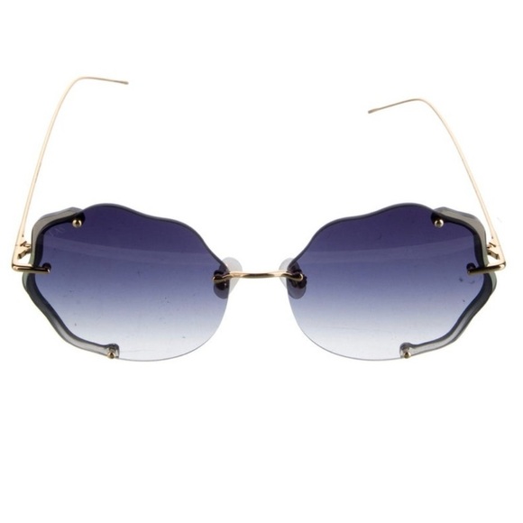 For Art’s Sake Bazaar Sunglasses – Gold Wavy Rimless Oversized Gradient Lenses